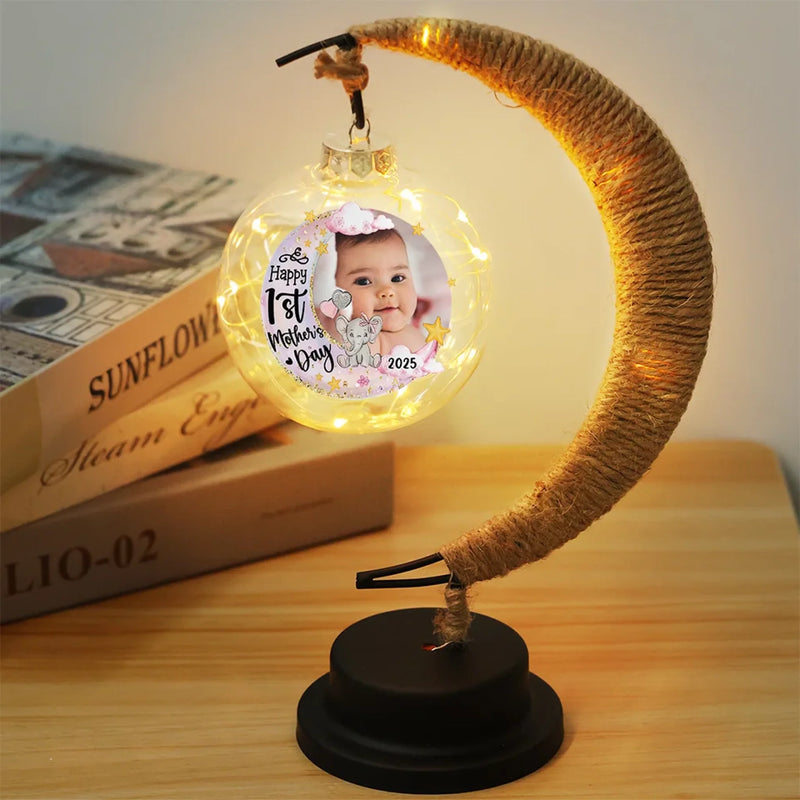 Custom Photo Our First Miracle, Our Forever Love - Family Personalized Custom Moon Lamp Light - Mother's Day, Baby Shower Gift, Gift For First Mom