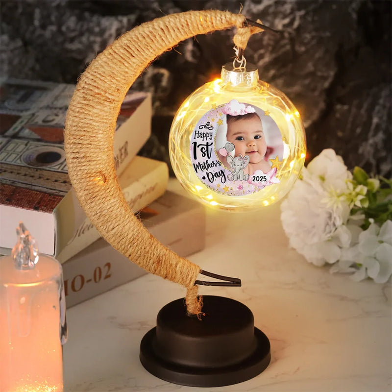 Custom Photo Our First Miracle, Our Forever Love - Family Personalized Custom Moon Lamp Light - Mother's Day, Baby Shower Gift, Gift For First Mom