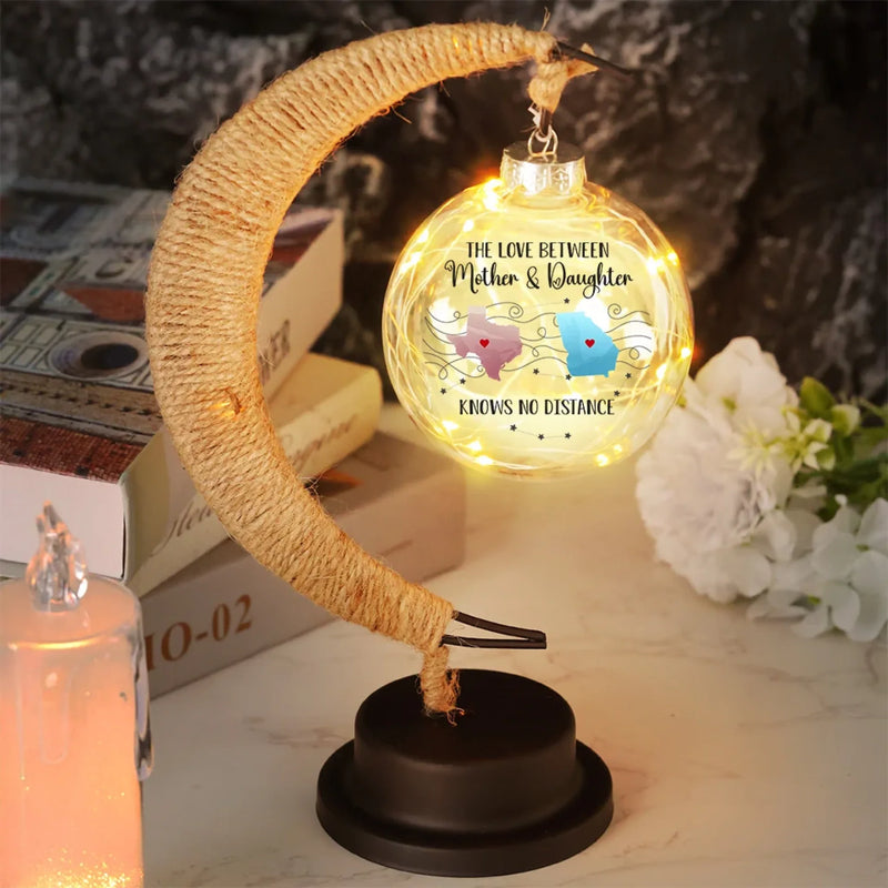 A Mother And Daughter’s Bond Knows No Distance - Family Personalized Custom Moon Lamp Light - Gift For Mom, Daughter