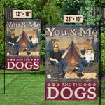 Custom Name Camping Couple and Dogs Gifts - Personalized Flag