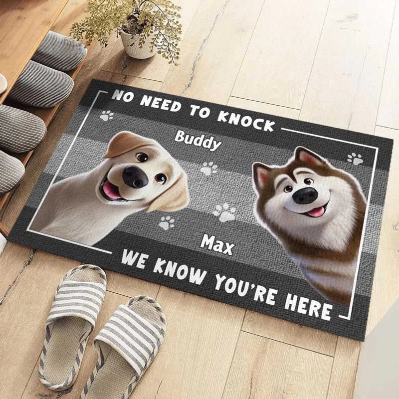No Need To Knock, The Dog Already Alerted Me - Dog Personalized Custom Home Decor Decorative Mat - House Warming Gift For Pet Owners, Pet Lovers