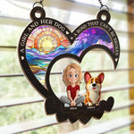 Custom Name Girl and Dog Gifts for Dog Lovers - Personalized Suncatcher Ornament