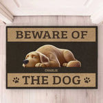 Custom Name Beware of the Dog Decor - Personalized Doormat