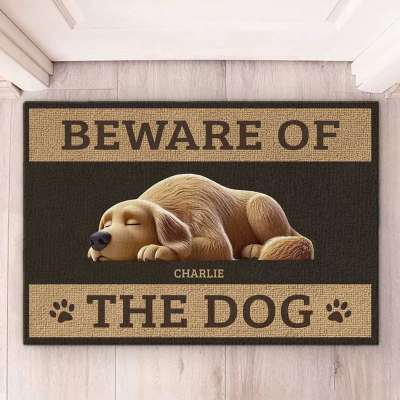 Beware Of The Dog, He Will Steal Your Heart - Dog Personalized Custom Home Decor Decorative Mat - House Warming Gift For Pet Owners, Pet Lovers