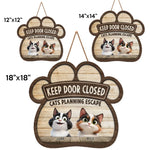 Custom Name Funny Cat Escape Warning Gifts for Cat Lovers - Personalized Wood Sign