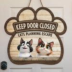 Custom Name Funny Cat Escape Warning Gifts for Cat Lovers - Personalized Wood Sign