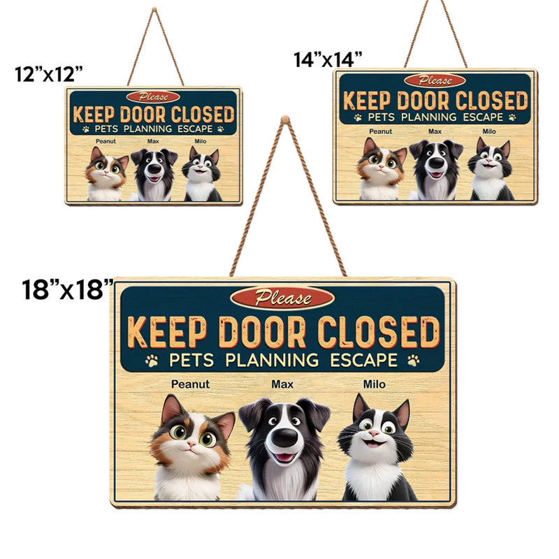 Custom Pet Name Door Warning Gifts for Pet Lovers - Personalized Wood Sign