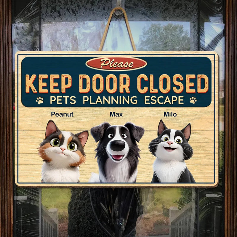 Custom Pet Name Door Warning Gifts for Pet Lovers - Personalized Wood Sign