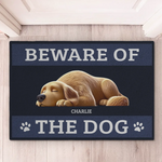 Custom Name Beware of the Dog Decor - Personalized Doormat