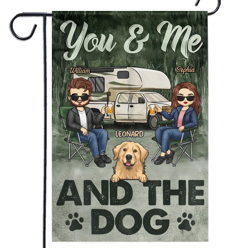 Custom Name You & Me and the Dogs Camping Gifts for Couples - Personalized Flag