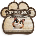 Custom Name Funny Cat Escape Warning Gifts for Cat Lovers - Personalized Wood Sign