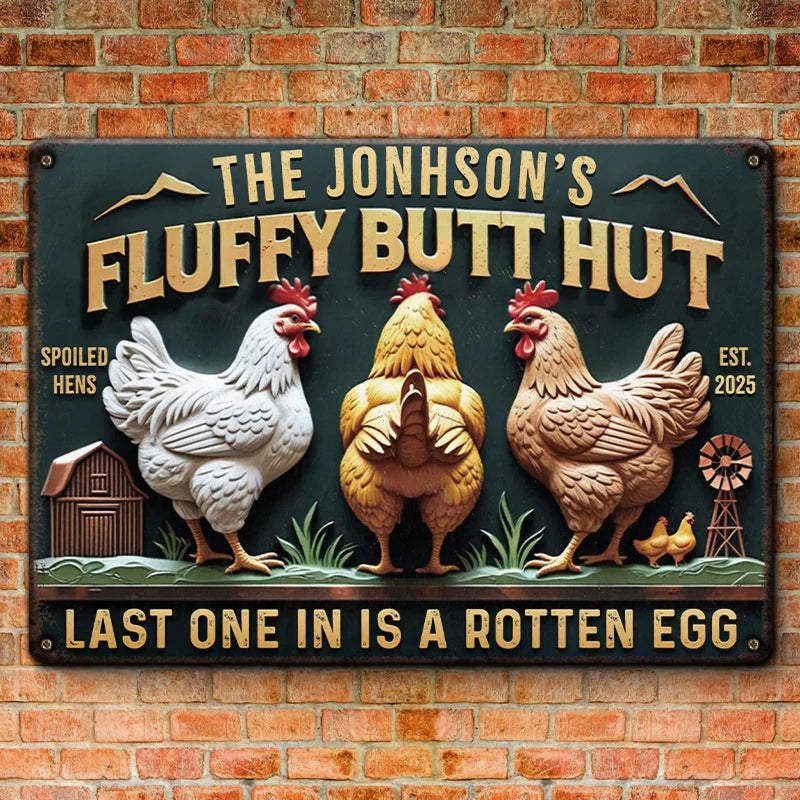 Custom Name Funny Chicken Coop Decor - Personalized Metal Sign