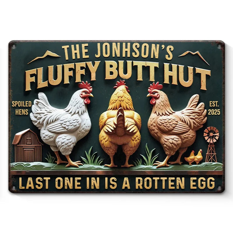 Custom Name Funny Chicken Coop Decor - Personalized Metal Sign