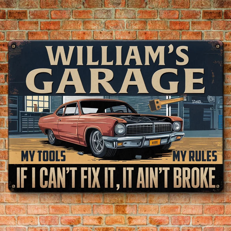 Custom Name Vintage Car Garage Gifts for Men - Personalized Metal Sign