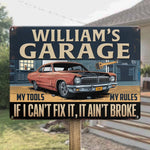 Custom Name Vintage Car Garage Gifts for Men - Personalized Metal Sign