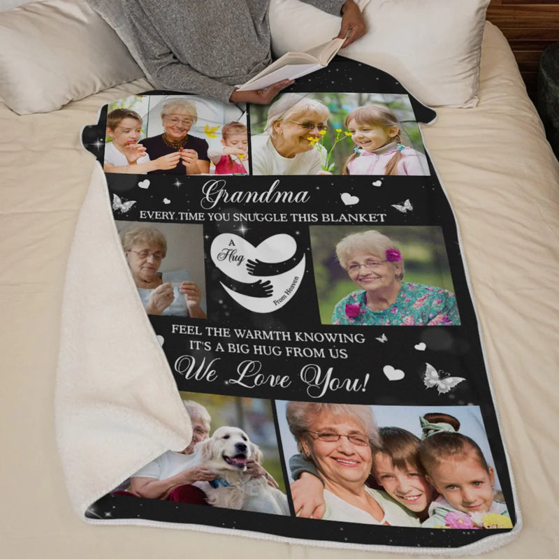 Custom Photo Feel The Warmth Of Grandma - Family Personalized Custom Blanket - Gift For Mom, Grandma
