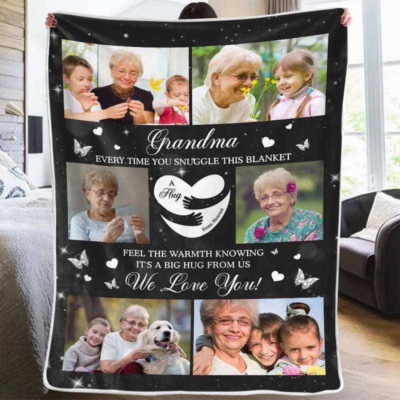 Custom Photo Feel The Warmth Of Grandma - Family Personalized Custom Blanket - Gift For Mom, Grandma