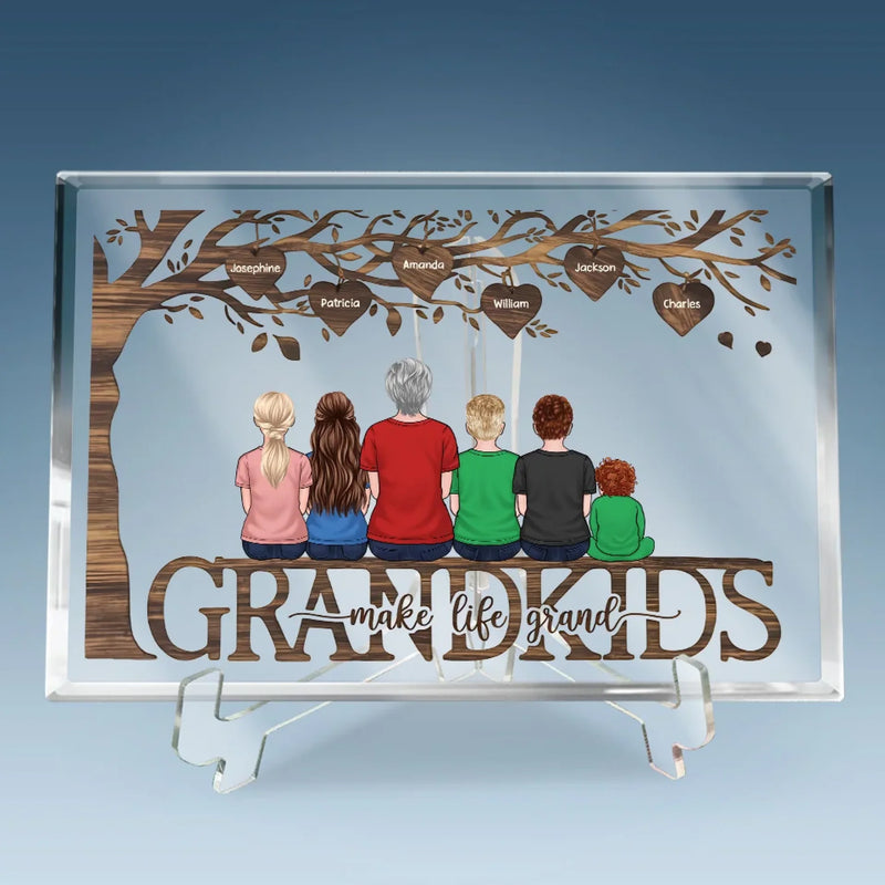 Grandma’s Love Never Fades - Family Personalized Custom Rectangle Shaped Acrylic Plaque - Gift For Mom, Grandma