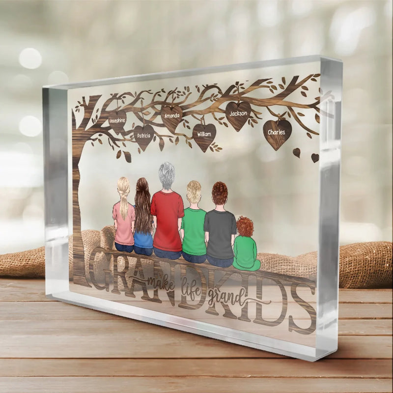 Grandma’s Love Never Fades - Family Personalized Custom Rectangle Shaped Acrylic Plaque - Gift For Mom, Grandma