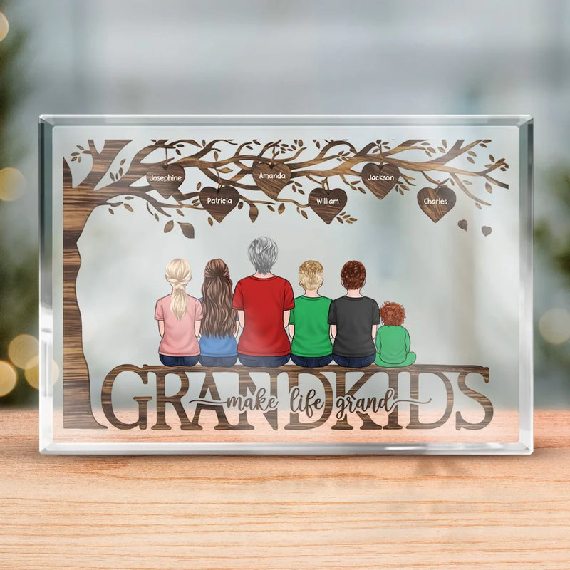 Grandma’s Love Never Fades - Family Personalized Custom Rectangle Shaped Acrylic Plaque - Gift For Mom, Grandma