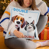 Double Trouble, Powered By Paws - Dog & Cat Personalized Custom Pillow - Gift For Pet Owners, Pet Lovers