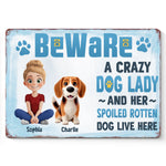Custom Name Crazy Dog Lady Gifts for Dog Lovers - Personalized Metal Sign