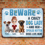 Custom Name Crazy Dog Lady Gifts for Dog Lovers - Personalized Metal Sign