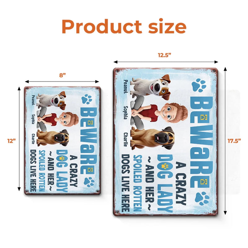 Custom Name Crazy Dog Lady Gifts for Dog Lovers - Personalized Metal Sign