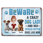 Custom Name Crazy Dog Lady Gifts for Dog Lovers - Personalized Metal Sign