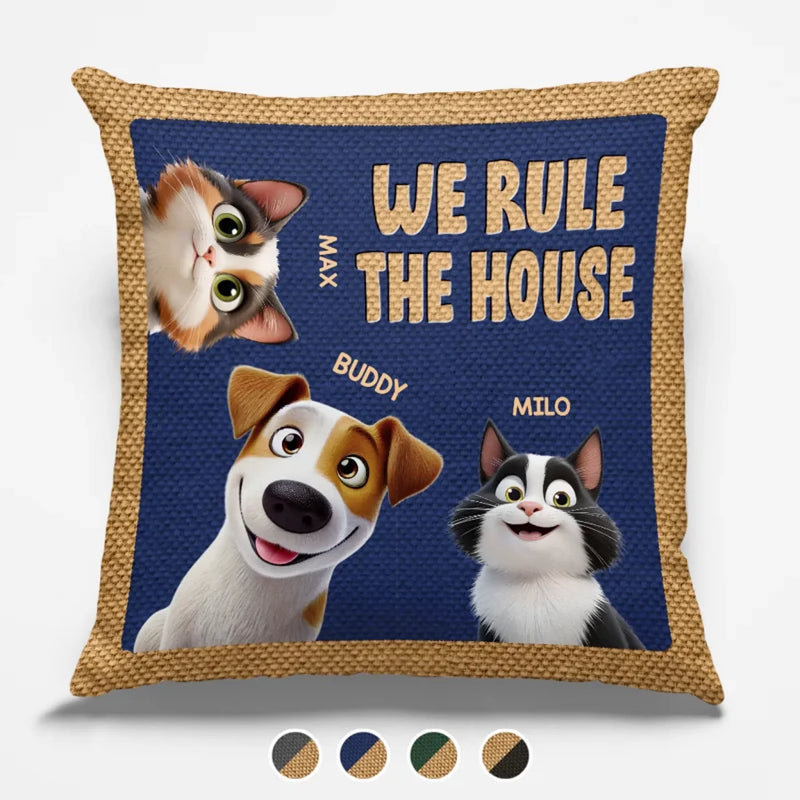 Paws Up, We Rule The House - Dog & Cat Personalized Custom Pillow - Gift For Pet Owners, Pet Lovers