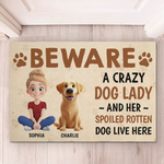 Custom Name Crazy Dog Lady Gifts for Dog Lovers - Personalized Doormat