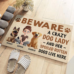 Custom Name Crazy Dog Lady Gifts for Dog Lovers - Personalized Doormat