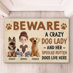 Custom Name Crazy Dog Lady Gifts for Dog Lovers - Personalized Doormat