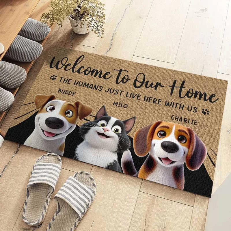 Custom Pet Name Welcome Home Gifts for Pet Lovers - Personalized Doormat