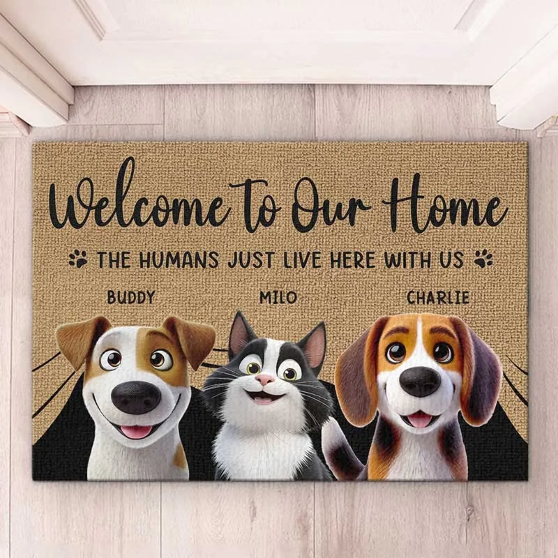 Custom Pet Name Welcome Home Gifts for Pet Lovers - Personalized Doormat