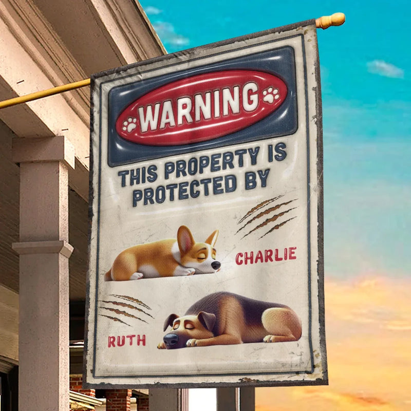 Custom Name Sleeping Dog Warning Gifts for Dog Lovers - Personalized Flag