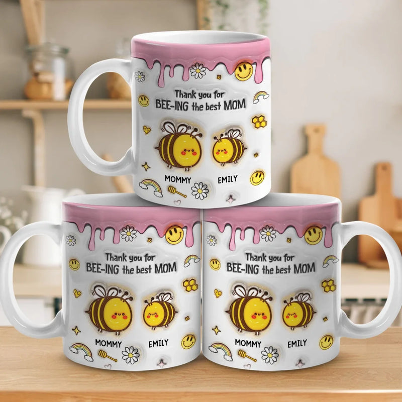 Custom Name Bee Mom Gifts for Mother's Day - Personalized Mugs