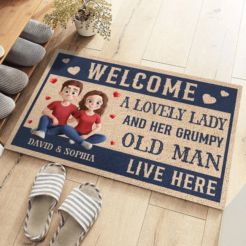 Custom Name Funny Couple Welcome Decor - Personalized Doormat