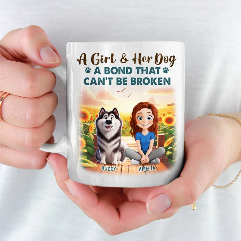Custom Name Girl and Dog Gifts - Personalized Mugs