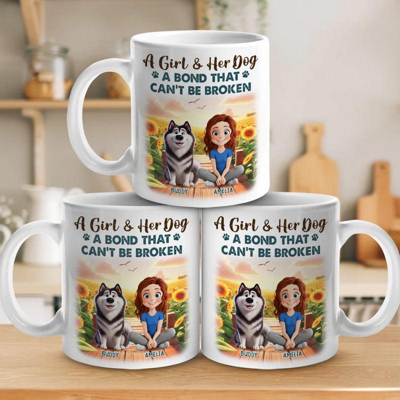 Custom Name Girl and Dog Gifts - Personalized Mugs