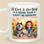 Custom Name Girl and Dog Gifts - Personalized Mugs