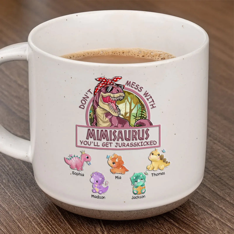 Custom Name Funny Dinosaur Gifts for Grandma - Personalized Pottery Mug