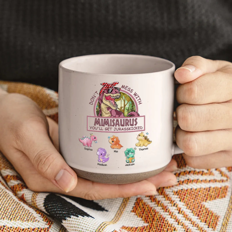 Custom Name Funny Dinosaur Gifts for Grandma - Personalized Pottery Mug