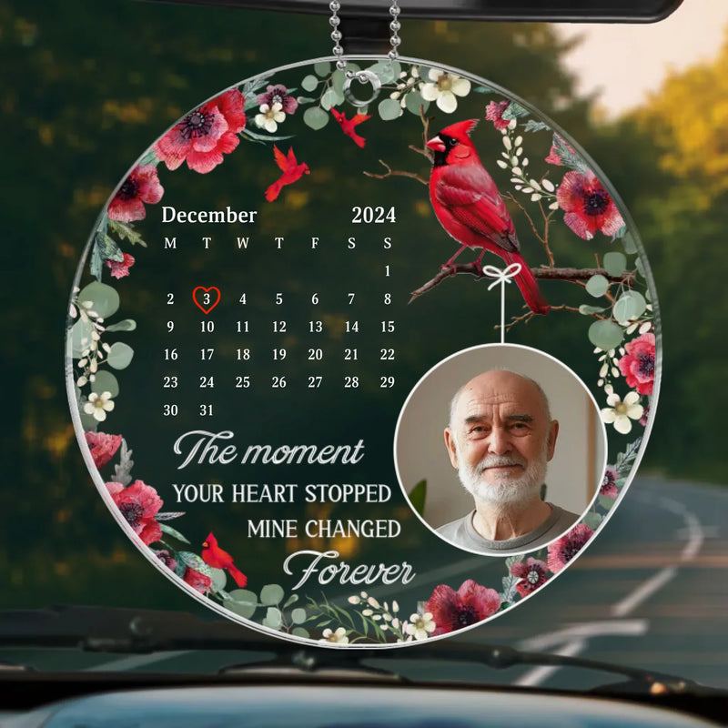 Custom Photo In My Heart, You Live On - Memorial Personalized Custom Car Ornament - Acrylic Custom Shaped - Sympathy Gift For Family Members