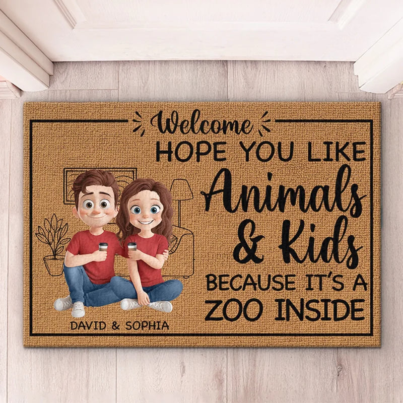 Custom Name Funny Animals and Kids Gifts for Families - Personalized Doormat
