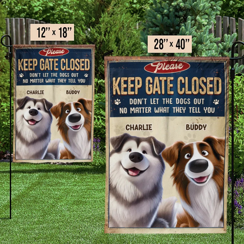 Custom Name Funny Dog Gate Sign Gifts for Dog Lovers - Personalized Flag