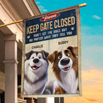 Custom Name Funny Dog Gate Sign Gifts for Dog Lovers - Personalized Flag