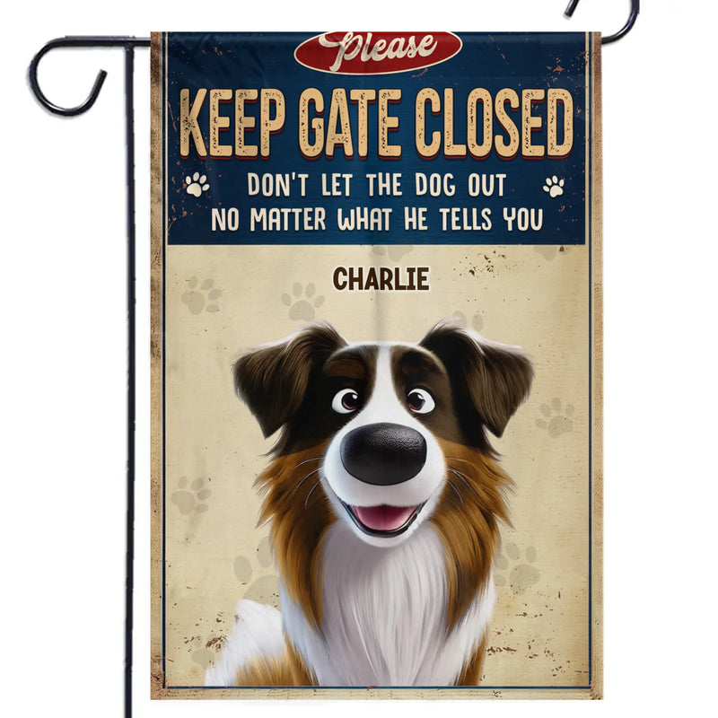 Custom Name Funny Dog Gate Sign Gifts for Dog Lovers - Personalized Flag