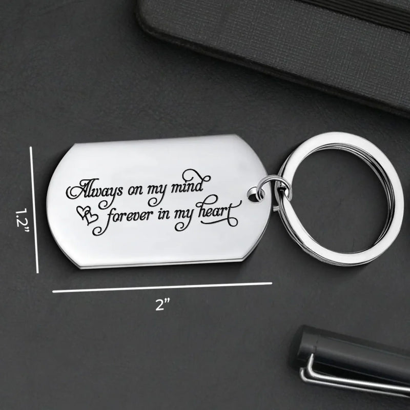 Always On My Mind, Forever In My Heart - Memorial Personalized Custom Keychain - Sympathy Gift For Family Members