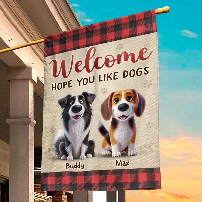 Custom Name Dog Lover Welcome Decor - Personalized Flag
